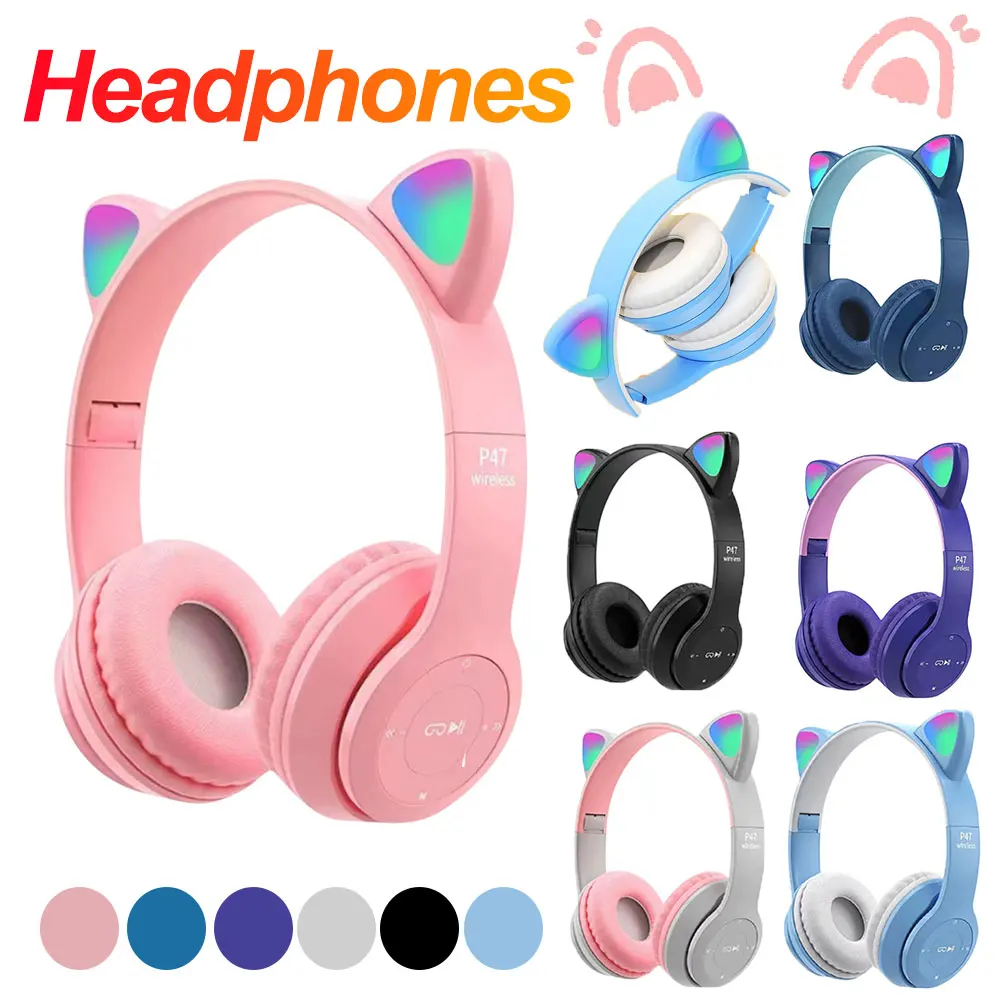 Cat Ear Bluetooth Headset Led - Clignotant LED mignon oreilles de chat