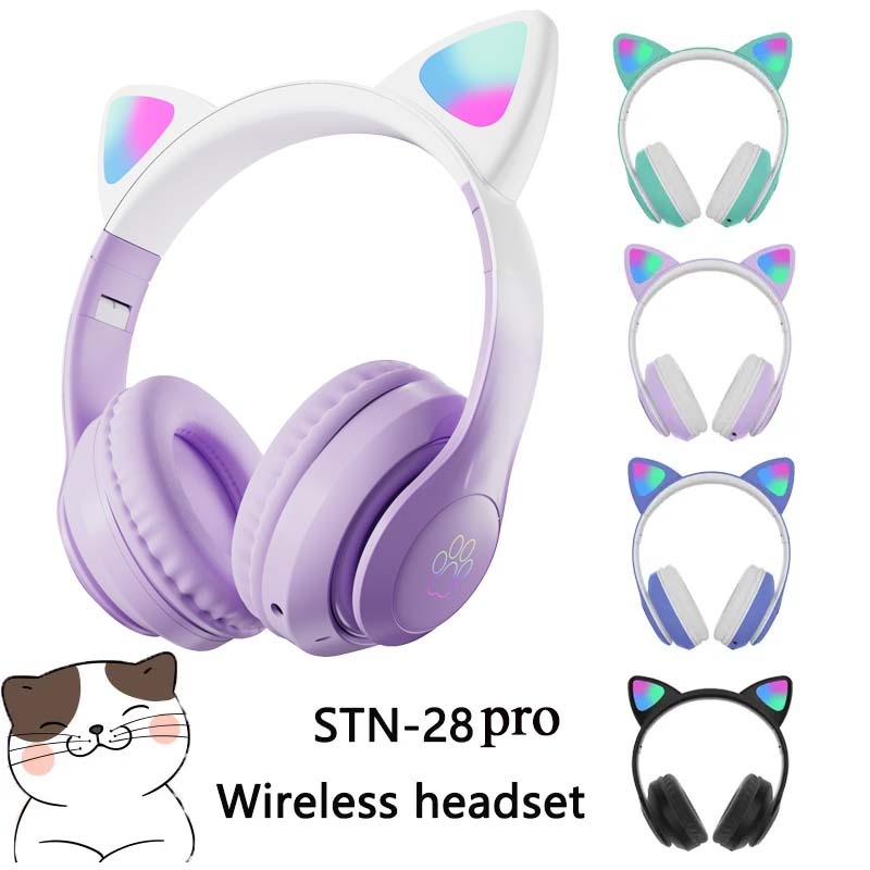 Nouveaux écouteurs sans fil ST - Cat Ear Bluetooth Headset Led avis et prix