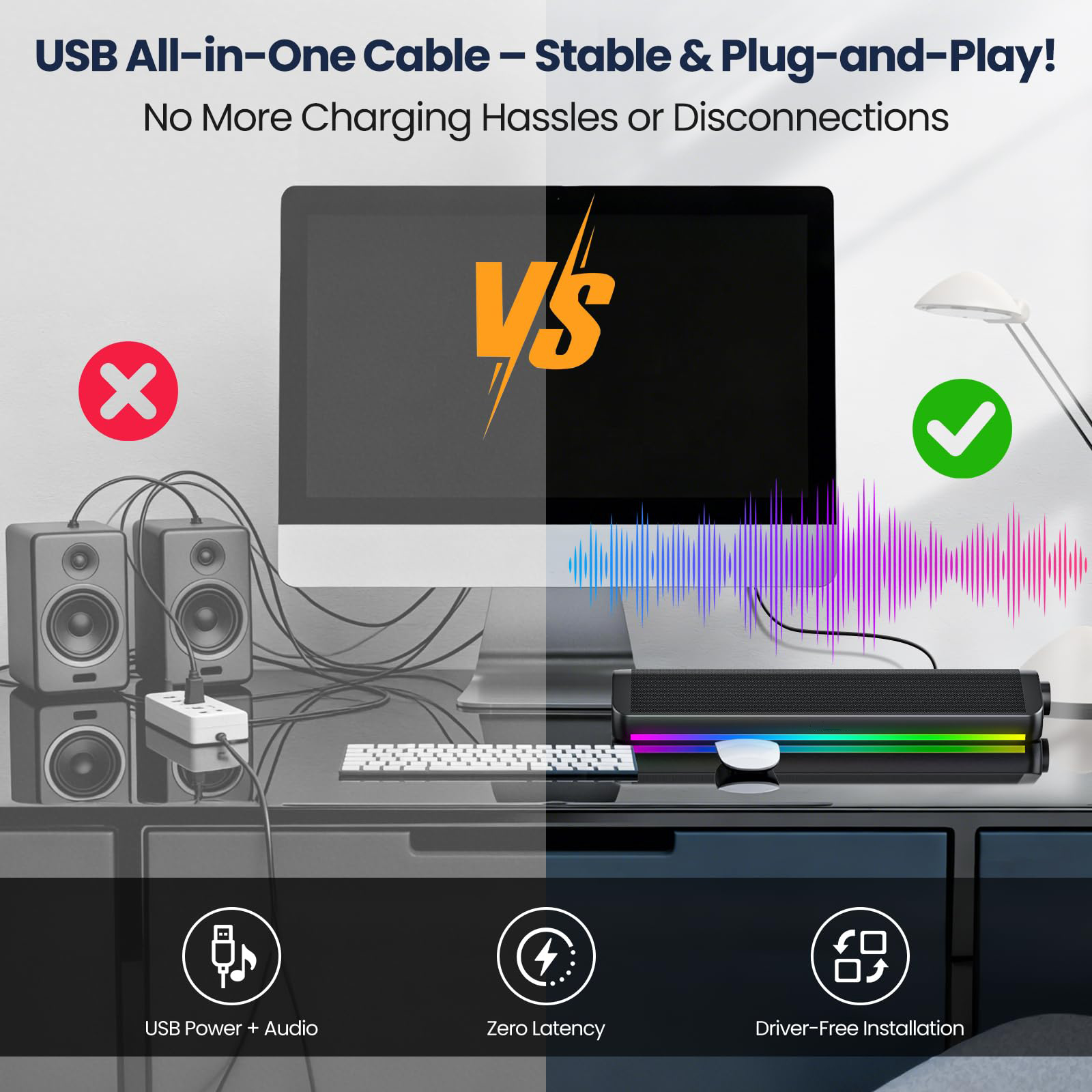 Barre de son stéréo filaire Bl - Rgb Computer Soundbar For Pc avis et prix