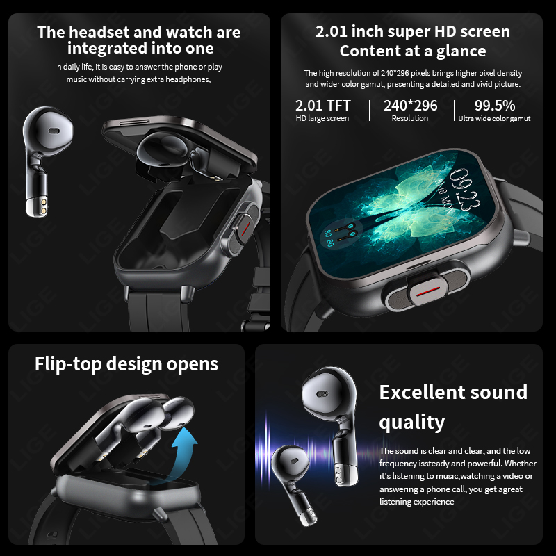 LIGE Nouvelle Montre Intellige - Tws Earbuds Bluetooth 5.3 avis et prix