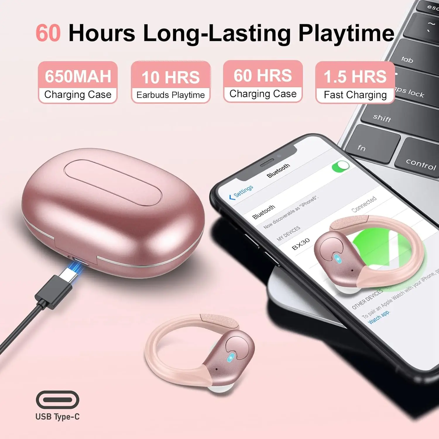 Écouteurs Bluetooth 6.0 BX30,  - Type C Wired Earphones With Mic avis et prix