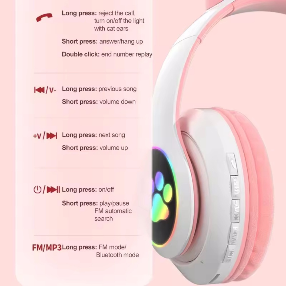 Oreille de chat mignon Bluetoo - Cat Ear Bluetooth Headset Led avis et prix