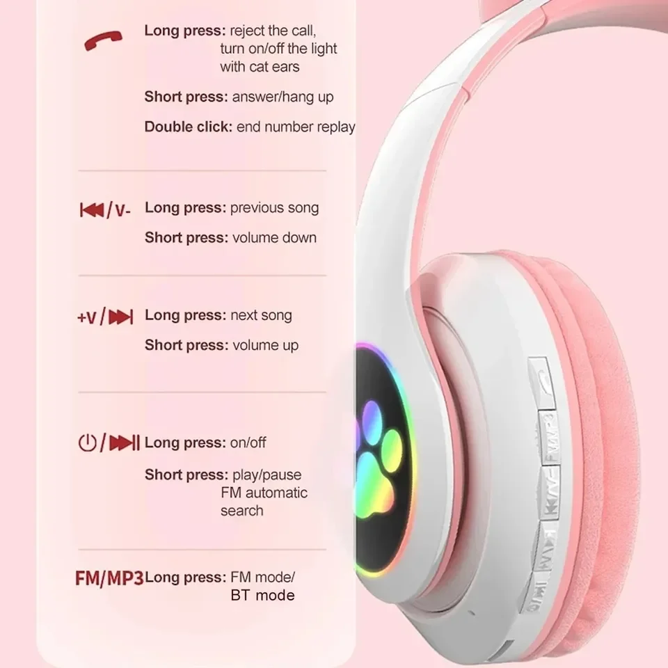 2 Casques sans fil Bluetooth a - Cat Ear Bluetooth Headset Led avis et prix