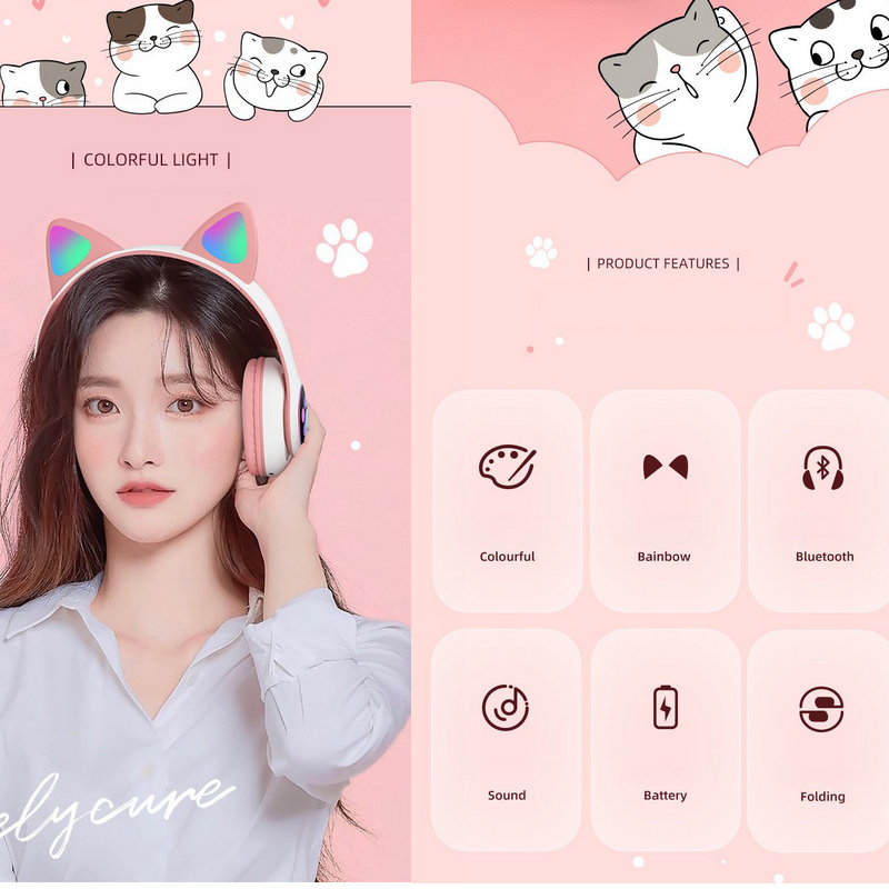 Oreilles de chat casque Flash  - Cat Ear Bluetooth Headset Led avis et prix