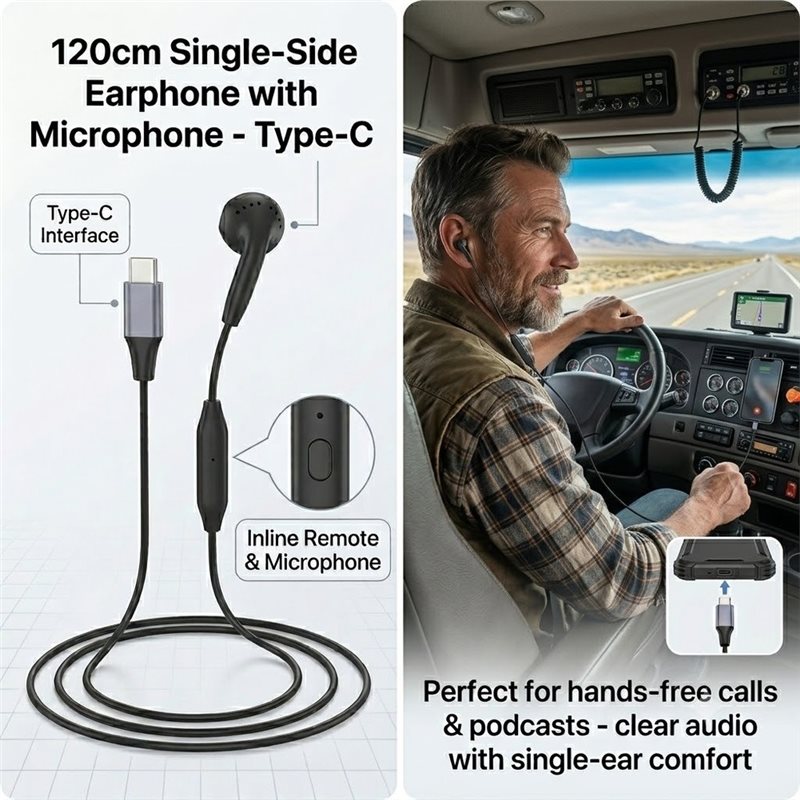 Écouteur mono filaire DT75BG T - Type C Wired Earphones With Mic avis et prix